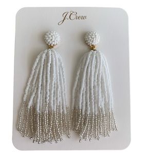 NWT J. Crew White Beaded Tassel Earrings